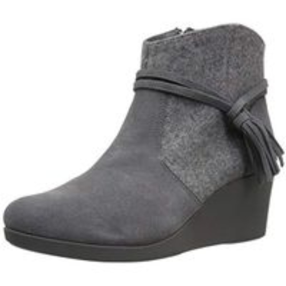 CROCS 10.5 Leigh Grey Suede Flannel Wedge Bootie